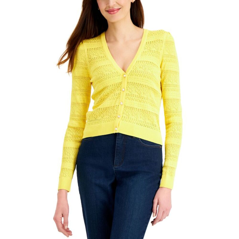 Charter Club Mixed Stitch Button Cardigan